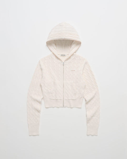 Classics Cropped Cable Knit Zip Up
