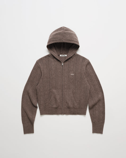 Pointelle Sweater Zip Up