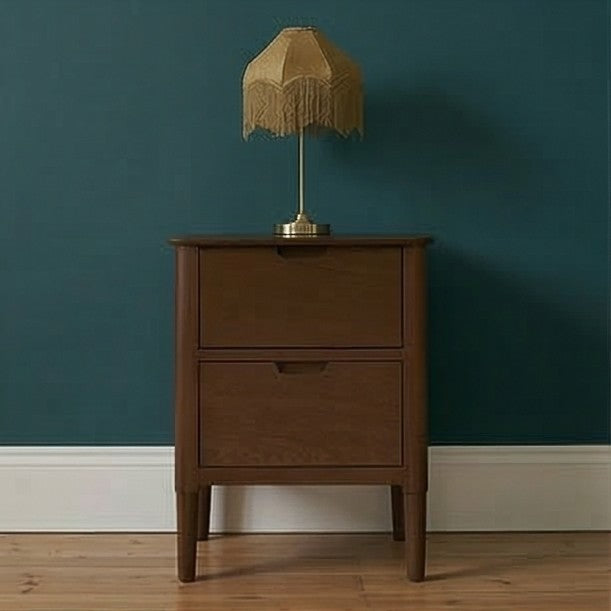 Norway Dark Walnut Wooden Bedside Table (Imperfect Drawers)