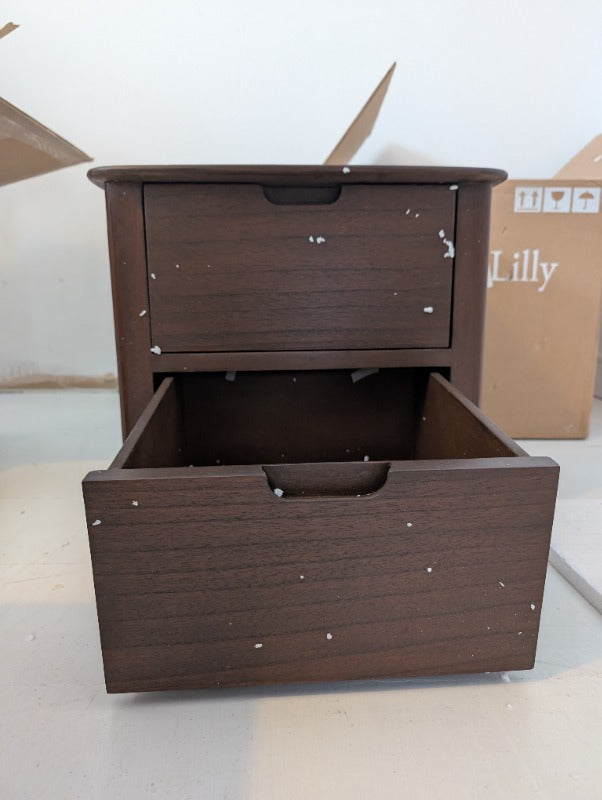 Norway Dark Walnut Wooden Bedside Table (Imperfect Drawers) - Image 2