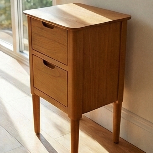Norway Narrow Oak Bedside Table (Damaged) - Image 2
