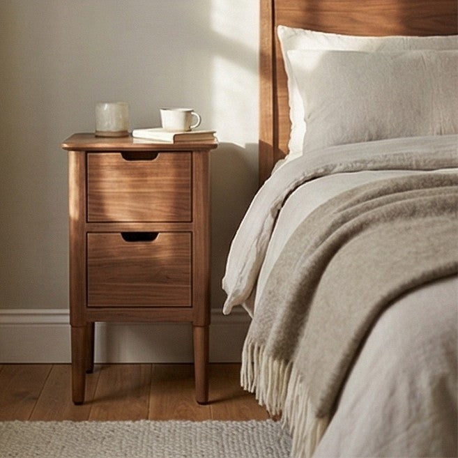 Norway Narrow Warm Walnut Bedside Table