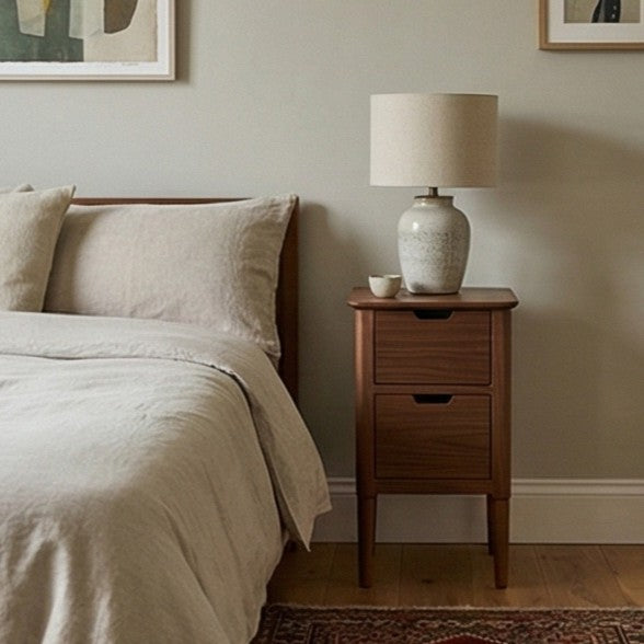 Norway Narrow Warm Walnut Bedside Table - Image 9