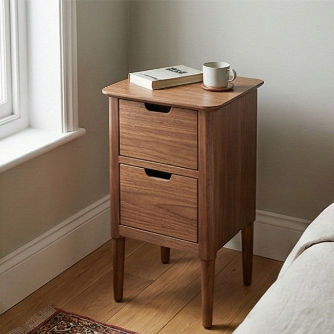 Norway Narrow Warm Walnut Bedside Table - Image 4