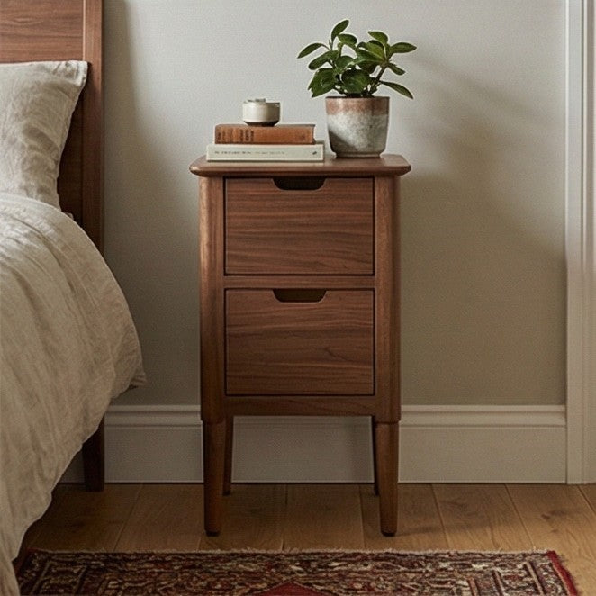 Norway Narrow Warm Walnut Bedside Table - Image 2