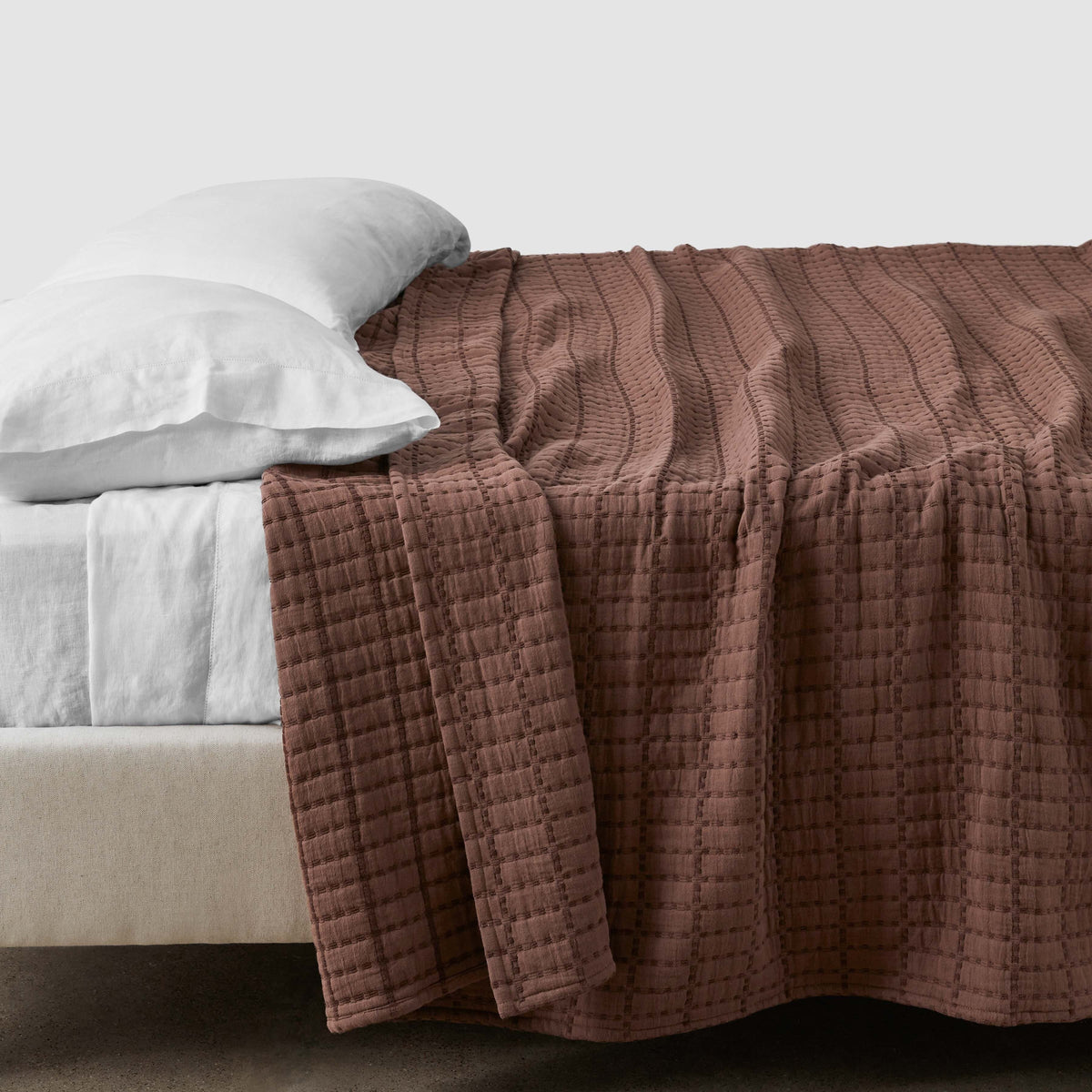 Naya Organic Cotton Quilted Bed Blanket - Mulberry