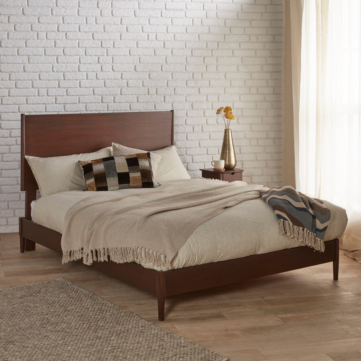 Norway Dark Walnut Double Bed Frame