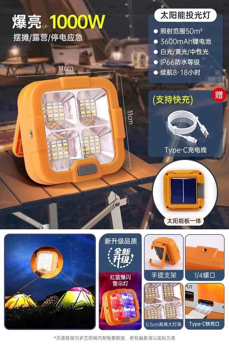 LED Solar Emergency Light - Really! Upgrade solar energy to strengthen pocket lamp 1000W [light 50 ㎡ endurance 18h]]