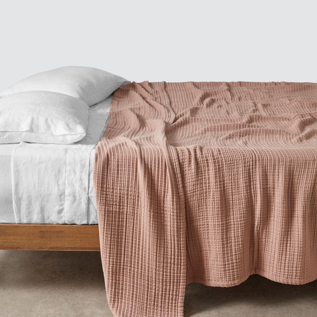 Organic Cotton Gauze Bed Blanket - Rose