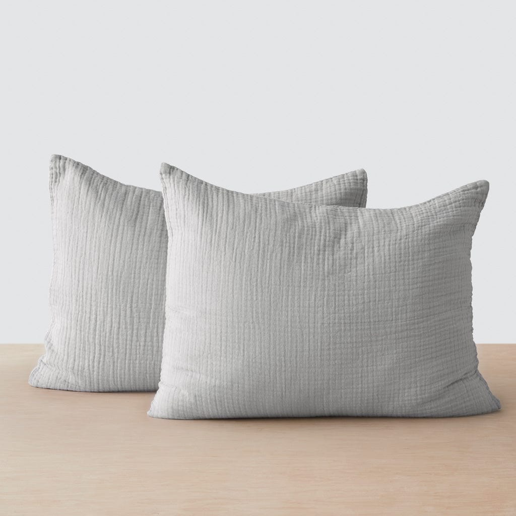 Organic Cotton Gauze Shams - Stone Grey