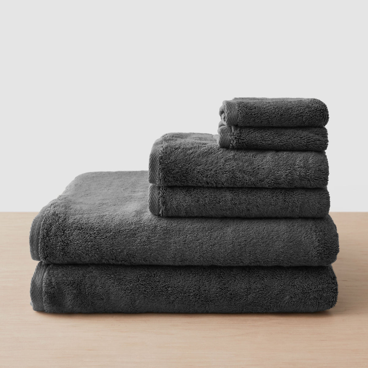 Organic Plush Bath Sheet Set - Charcoal / Set of 6