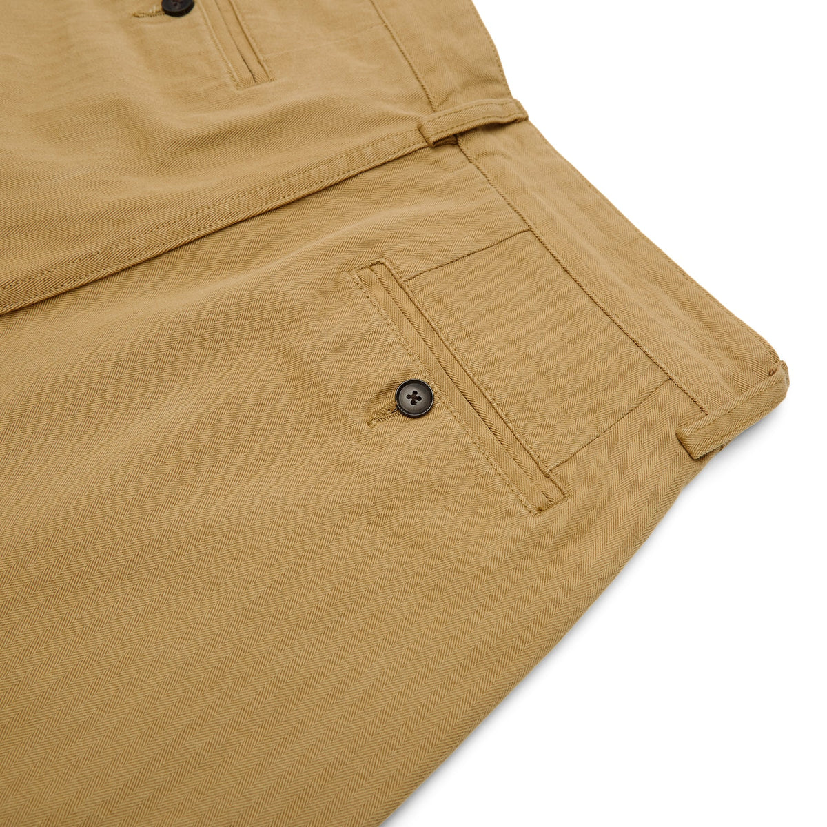 Noah Double-Pleat Herringbone Pant (Khaki) - Image 5