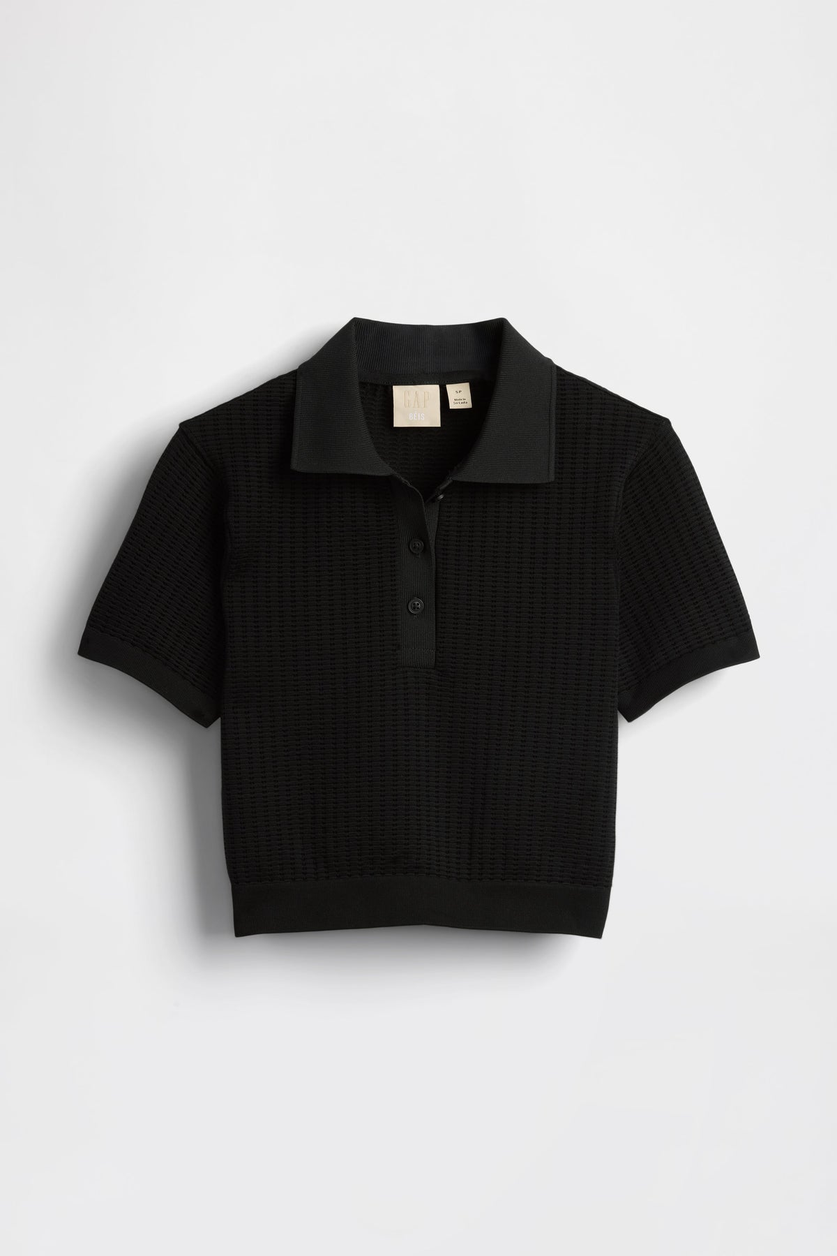 GAP X BEIS Seamless Cropped Polo in Black