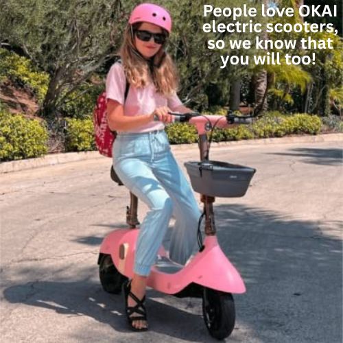 OKAI - Ceetle Pro Electric Scooter with Foldable Seat w/35 Miles Max Range & 15.5mph Top Speed - Pink - EA10C-PINK - Image 2