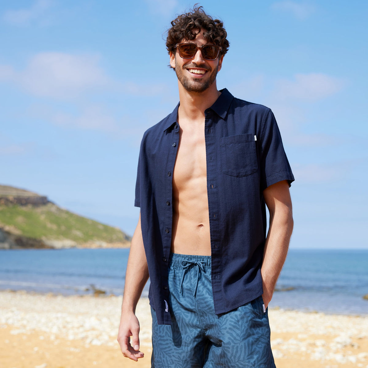 Preston Mens 100% Cotton Supersoft Short Sleeve Shirt - Indigo - Image 2