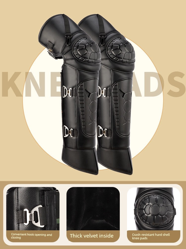 Nanjiren Winter Heattech PU Leather Kneepad - Shatter-resistant hard shell Long