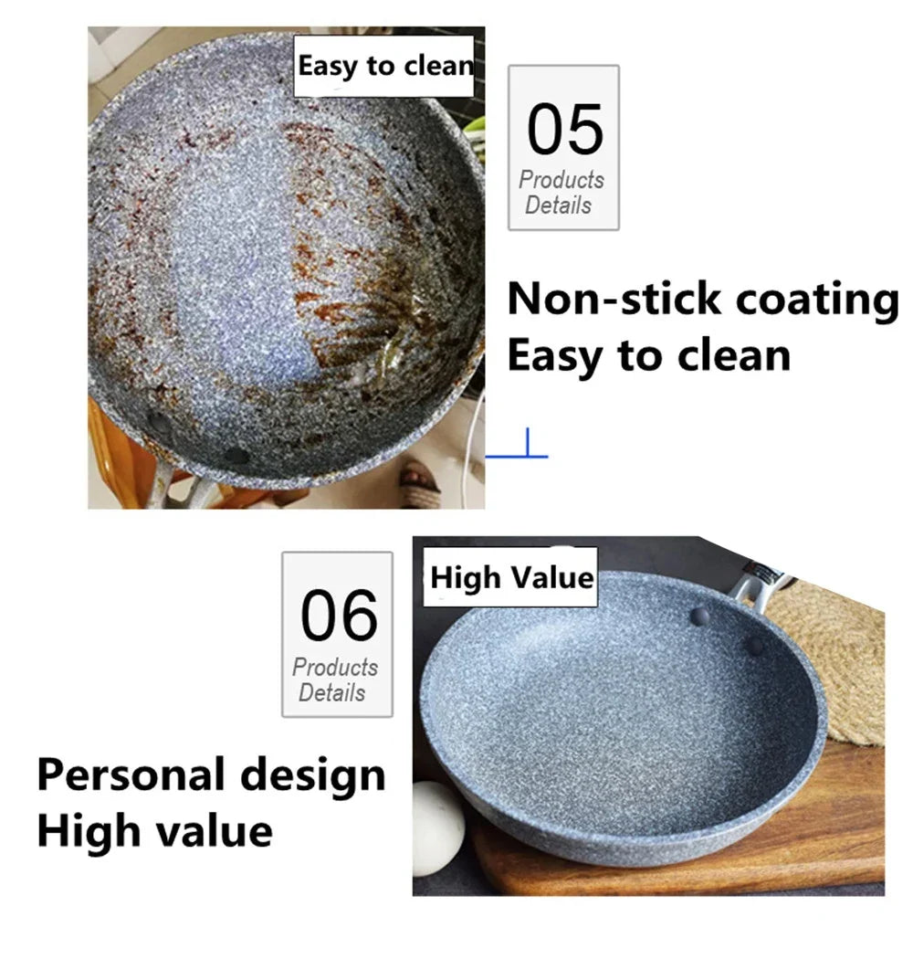 Durable Stone Frying Wok Pan Non-stick Ceramic Pot Induction Fryer Steak Cooking Gas Stove Skillet Cookware Tool - Image 15