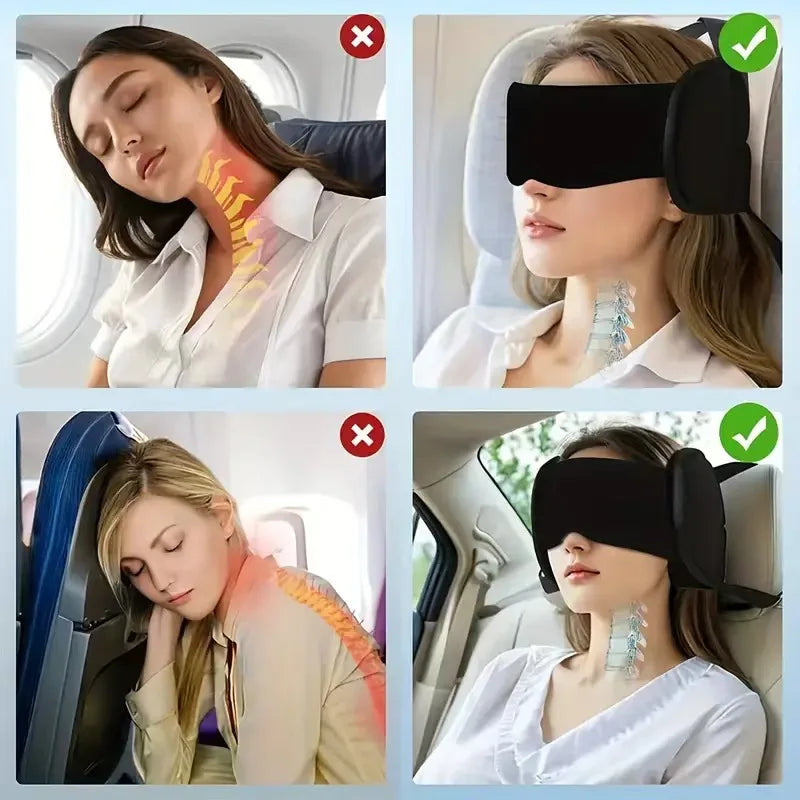 Adjustable Travel Neck Pillow with Eye Mask Set - Image 3