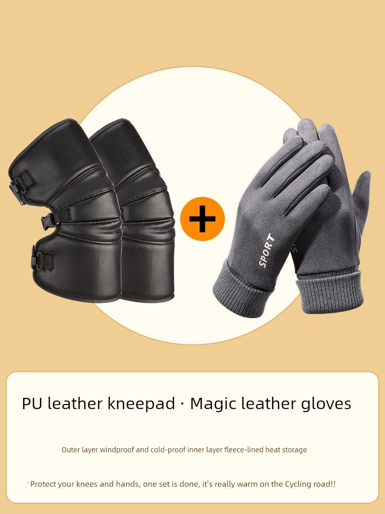 Nanjiren Winter Heattech PU Leather Kneepad - Image 8