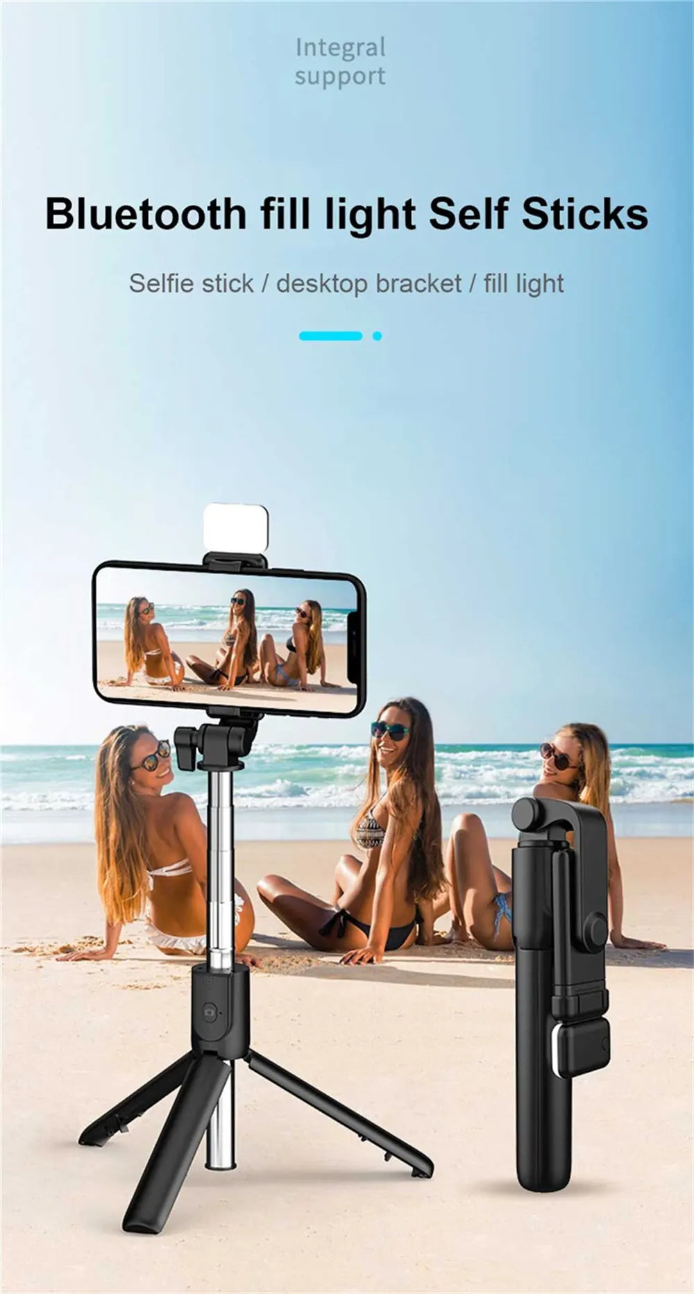 3-in-1 Selfie Stick Bluetooth Remote Tripod - Image 7