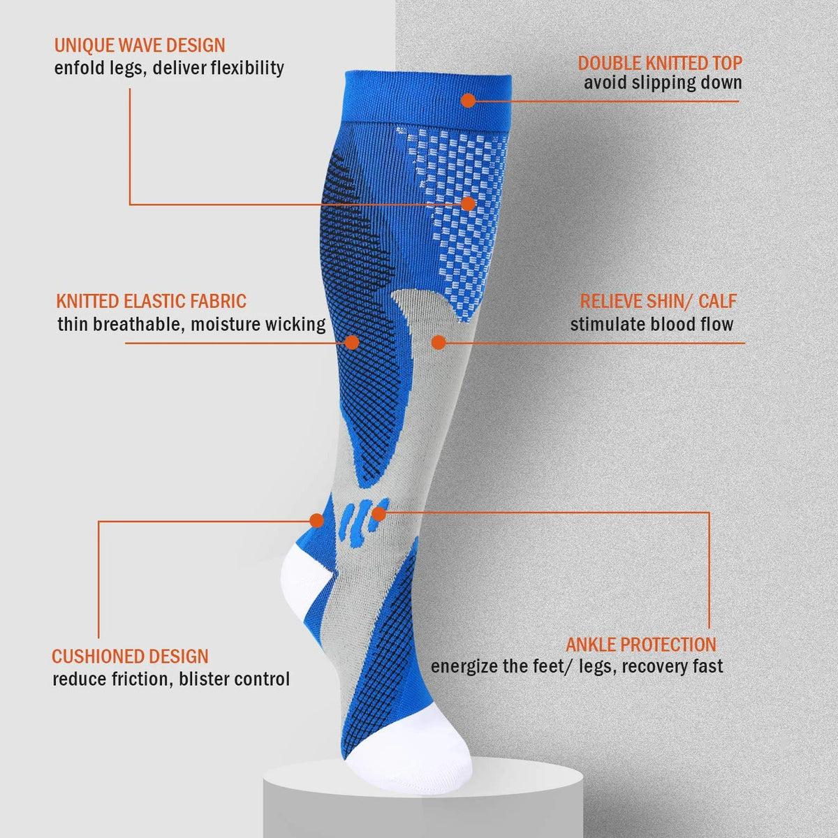 Long Sports & Travel Unisex Compression Socks - Image 10