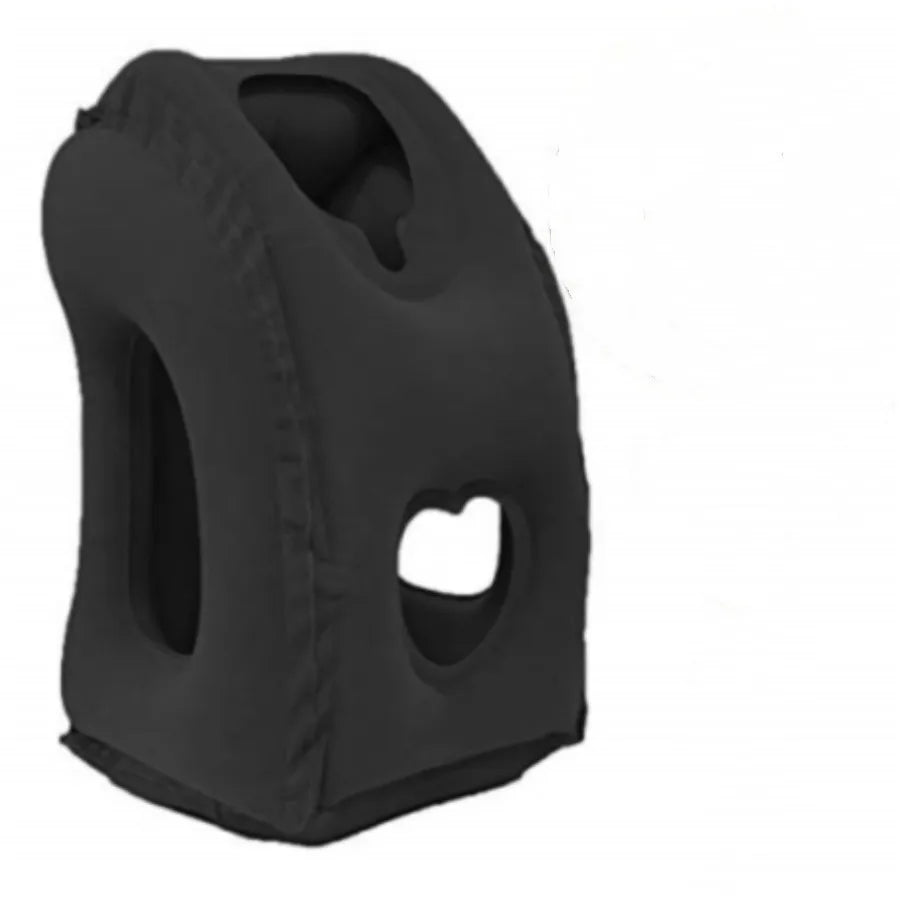 Inflatable Travel Pillow with Patented Valve - black