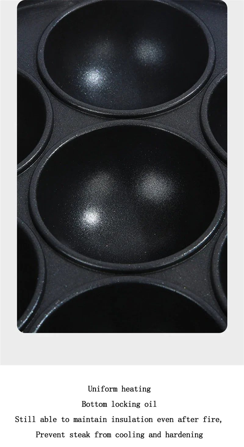 7 Hole Cake Cooking Pan Cast Iron Omelette Pan Non-stick Cooking Pot Breakfast Egg Cooking Pie Cake Mold Cookware Kitchenware