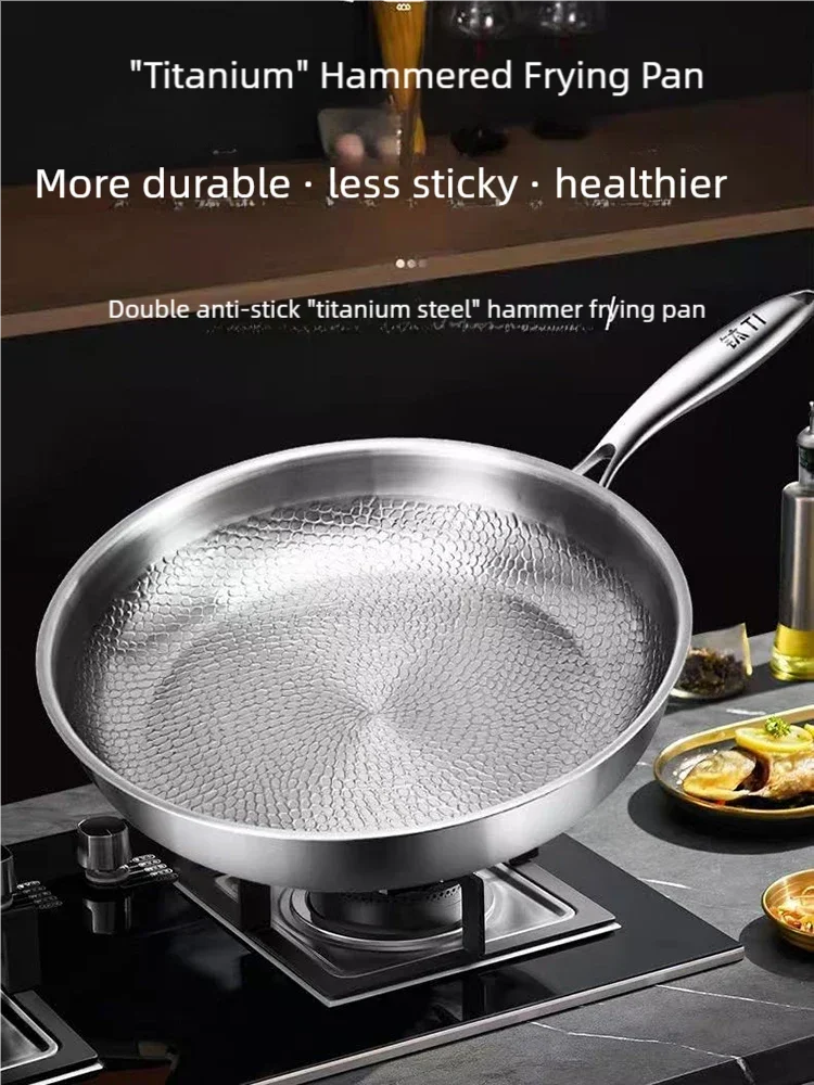 Titanium Frying Pan Thickened Non-Stick Non-Coating Hammer Pattern Fried Steak Pan Gas Stove Pot Induction Kitchen - Image 11