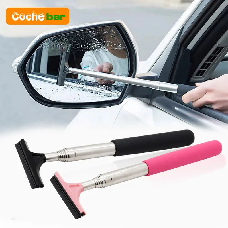 Car Rearview Mirror Wiper Cleaning Tool Auto Glass Mist Cleaner Scraper Car Accessories Handle Telescopic Window Cleaning