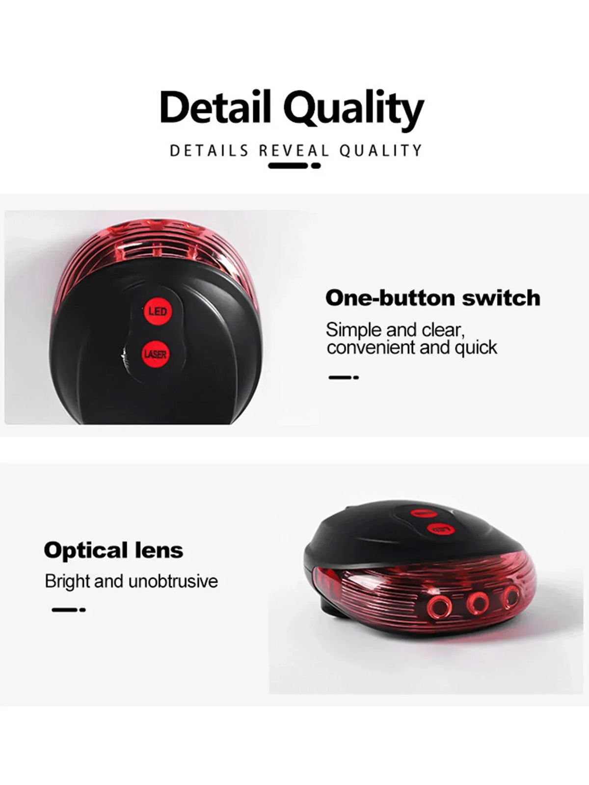 5 LED Bicycle Tail Light with Laser Safety Beam - Image 9