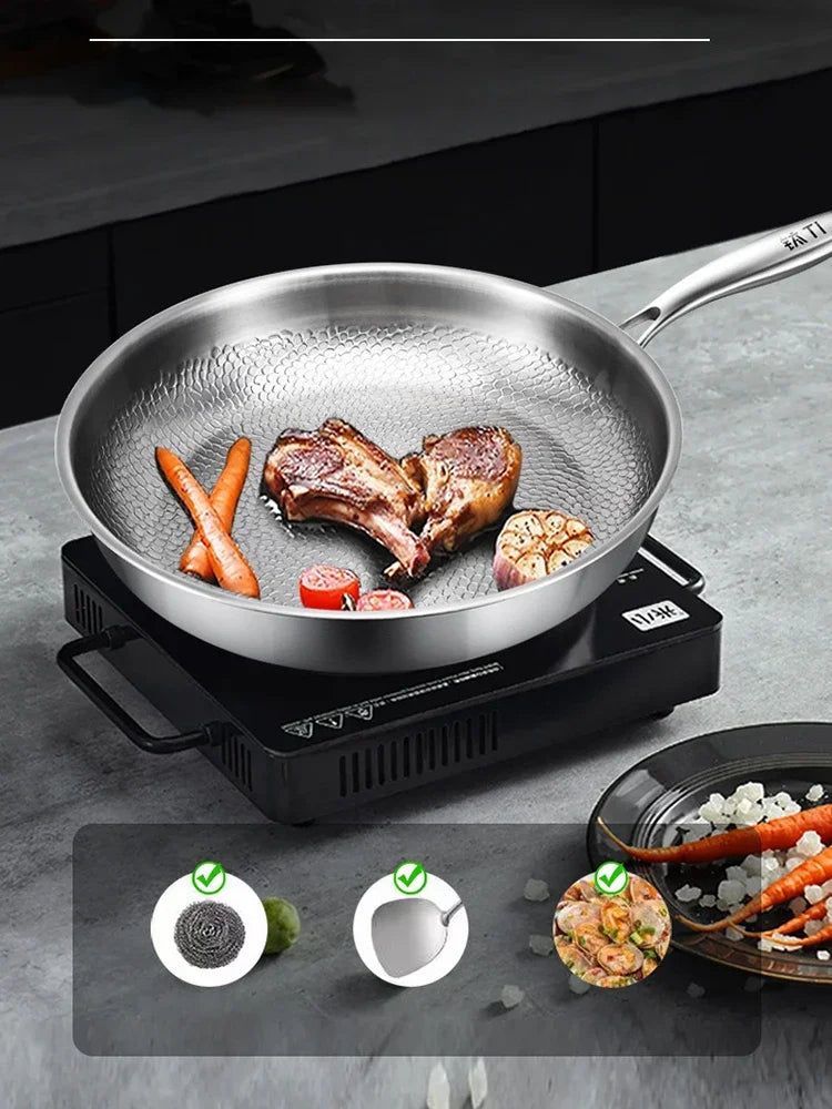 Titanium Frying Pan Thickened Non-Stick Non-Coating Hammer Pattern Fried Steak Pan Gas Stove Pot Induction Kitchen - Image 16