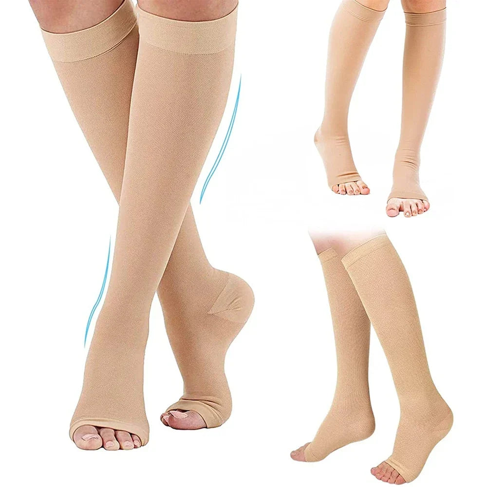 Toeless Support Compression Socks S–XXL - Skin