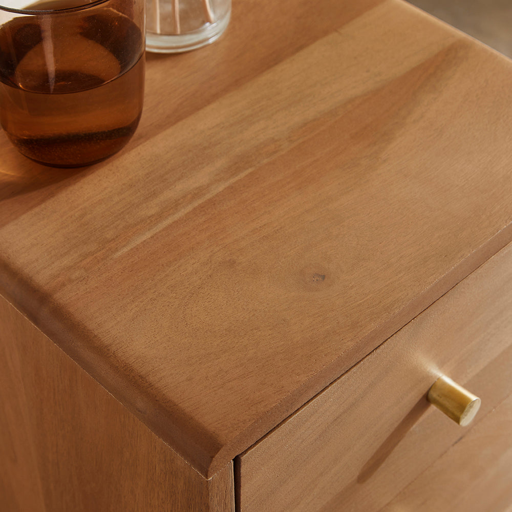 Scandinavian Light Walnut Logan Narrow Bedside Table - Image 4
