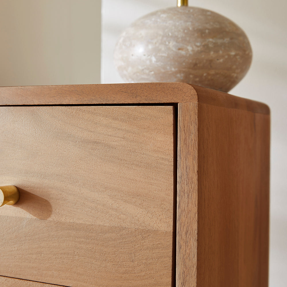 Scandinavian Light Walnut Logan Narrow Bedside Table - Image 6