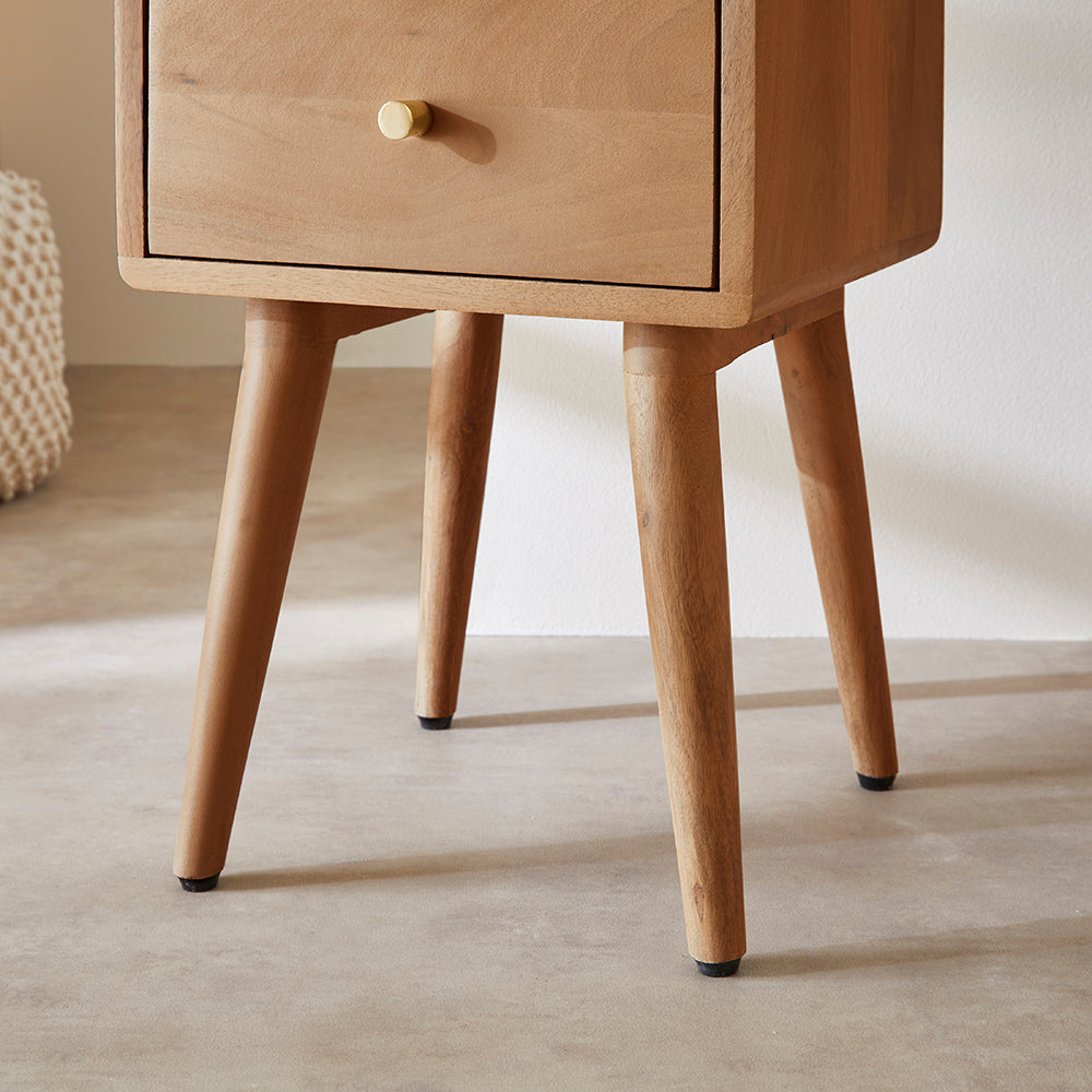 Scandinavian Light Walnut Logan Narrow Bedside Table - Image 7