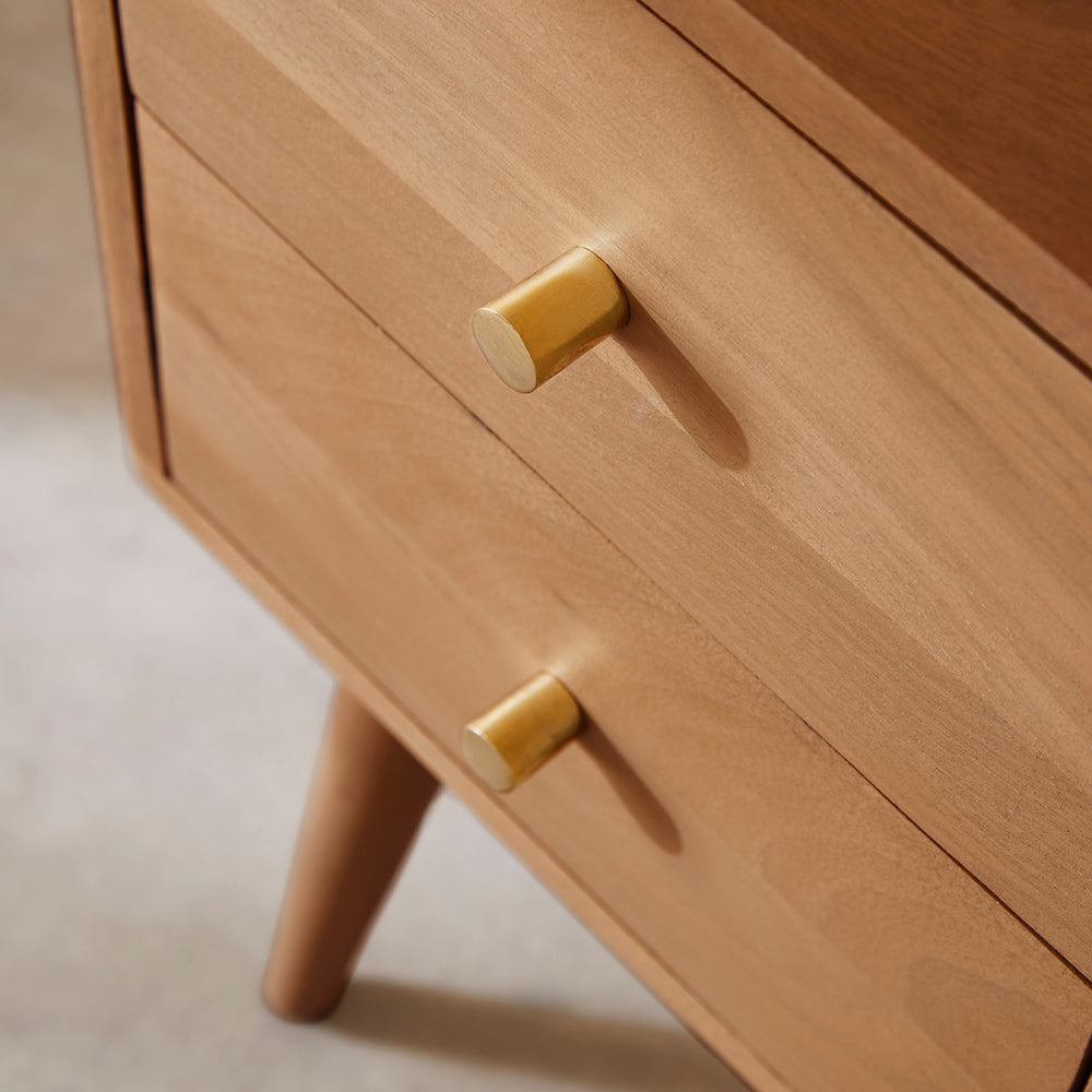 Scandinavian Light Walnut Logan Narrow Bedside Table - Image 2