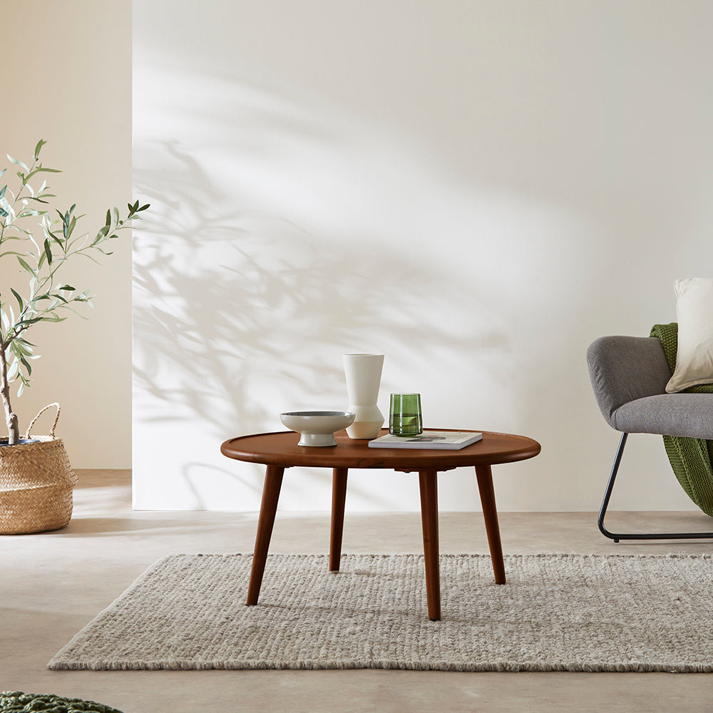 Scandinavian Walnut Round Coffee Table - Image 3