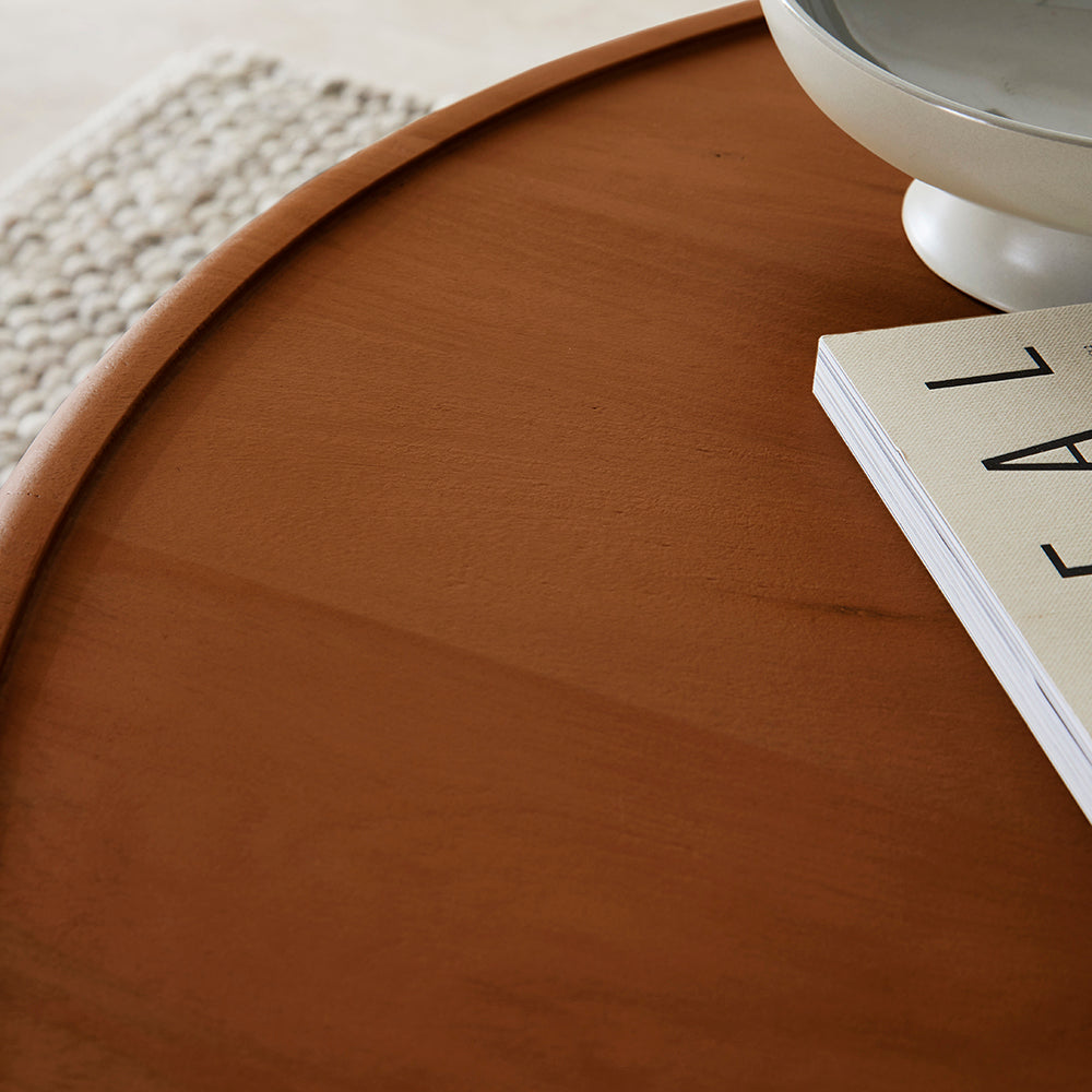Scandinavian Walnut Round Coffee Table - Image 6