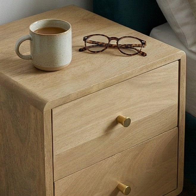 Minimalist Mango Wood Logan Narrow Bedside Table - Image 6