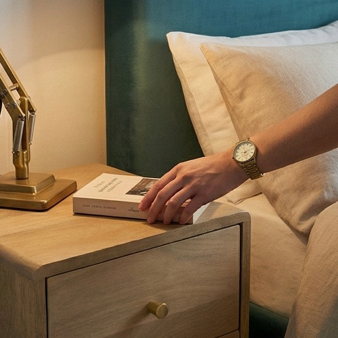 Minimalist Mango Wood Logan Narrow Bedside Table - Image 7