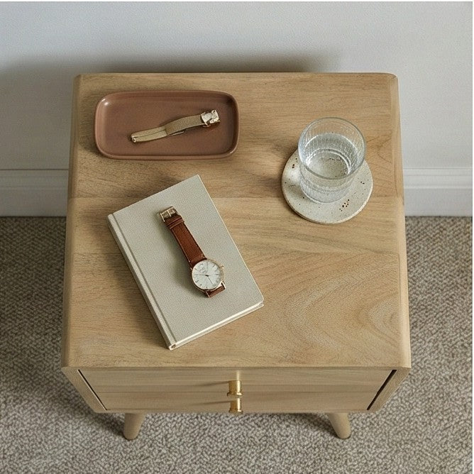 Minimalist Mango Wood Logan Narrow Bedside Table - Image 2