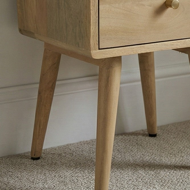Minimalist Mango Wood Logan Narrow Bedside Table - Image 3