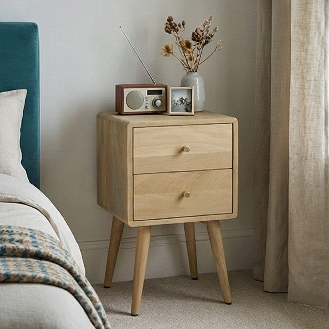 Minimalist Mango Wood Logan Narrow Bedside Table