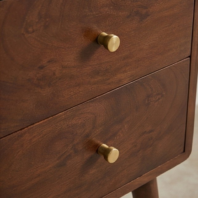 Scandinavian Walnut Logan Narrow Bedside Table - Image 4
