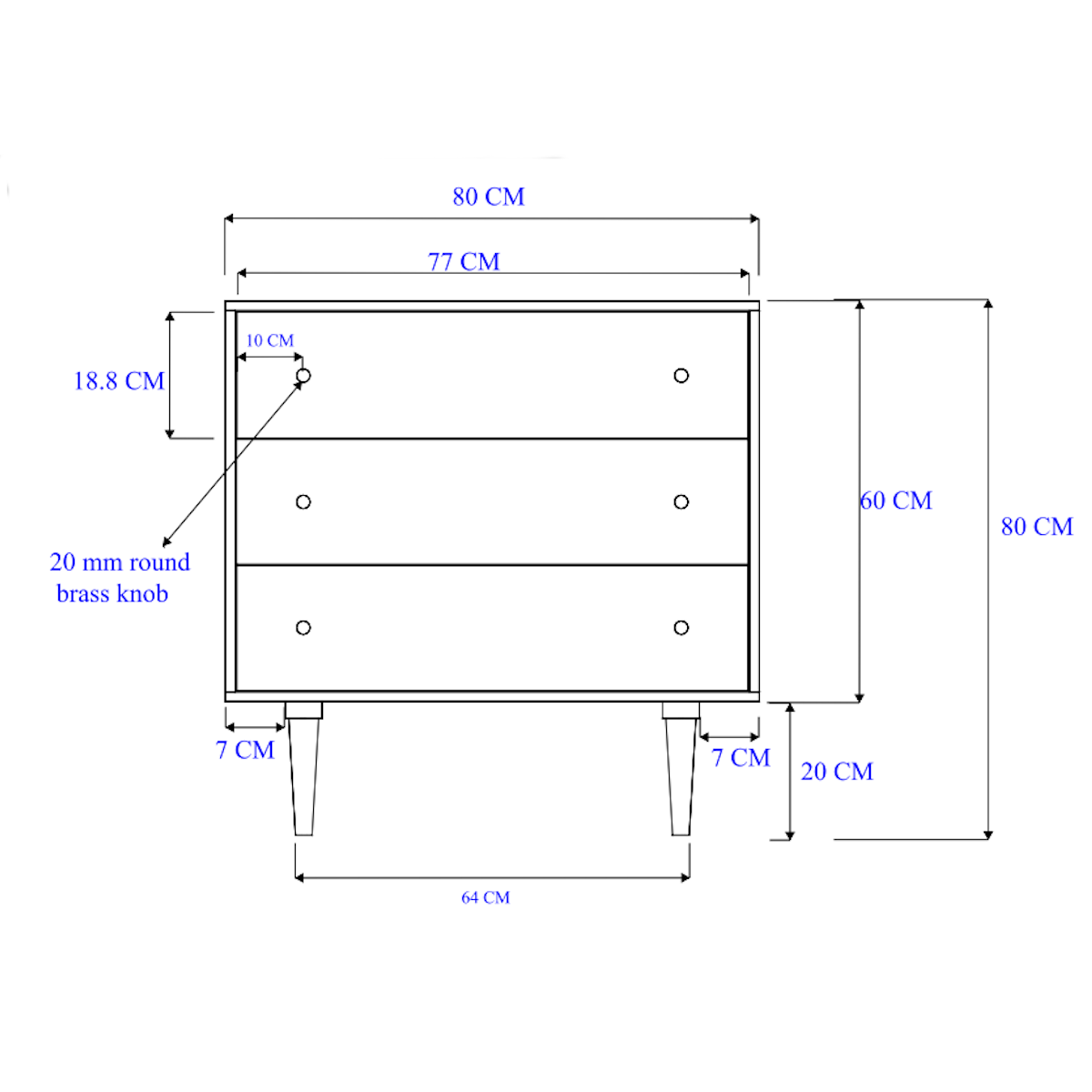 Scandinavian Light Walnut Oslo Chest of 3 Drawers - Image 10