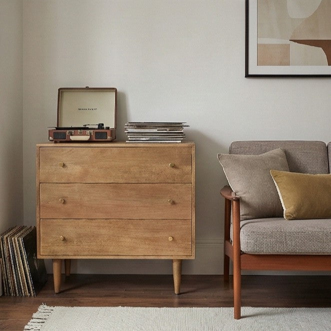 Scandinavian Light Walnut Oslo Chest of 3 Drawers - Image 6