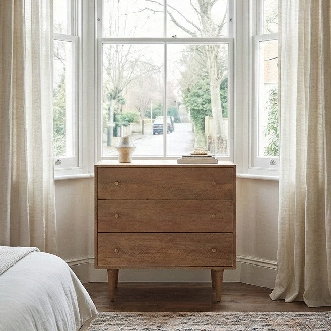 Scandinavian Light Walnut Oslo Chest of 3 Drawers - Image 7