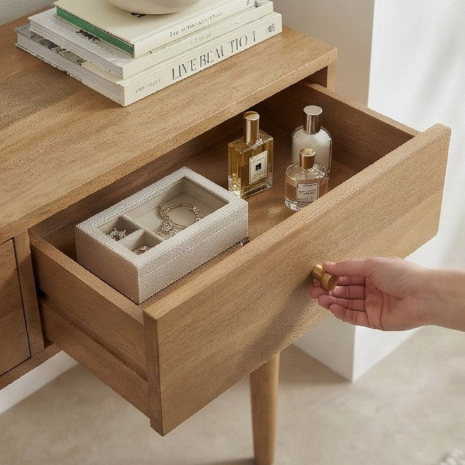 Scandinavian Light Walnut Oslo Console, Dressing Table, and Desk - Image 9
