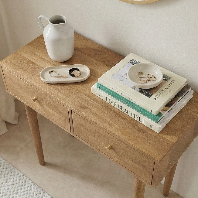 Scandinavian Light Walnut Oslo Console, Dressing Table, and Desk - Image 3