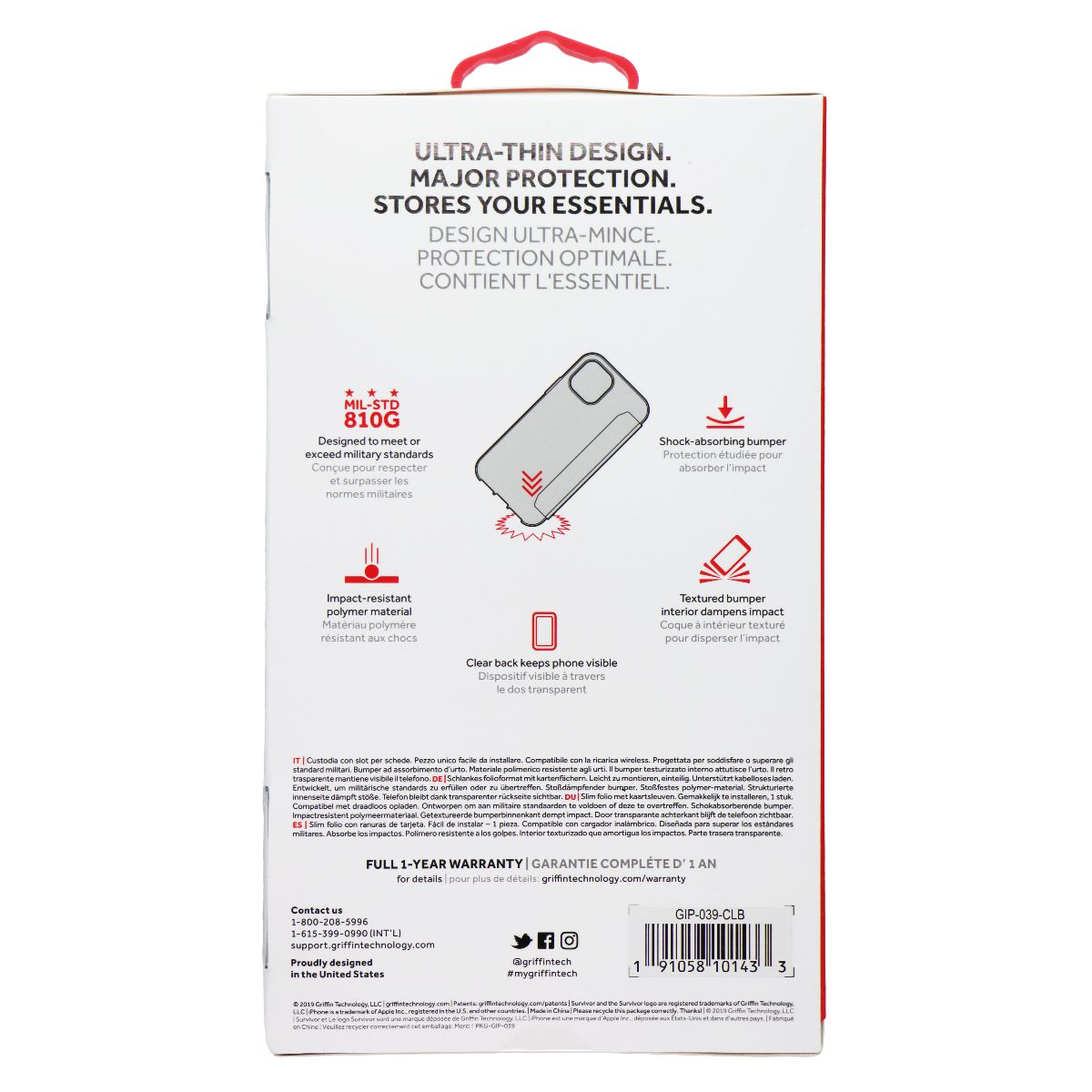 Griffin Survivor Clear Wallet Case for Apple iPhone 11 Pro Max - Clear/Black - New - Image 2